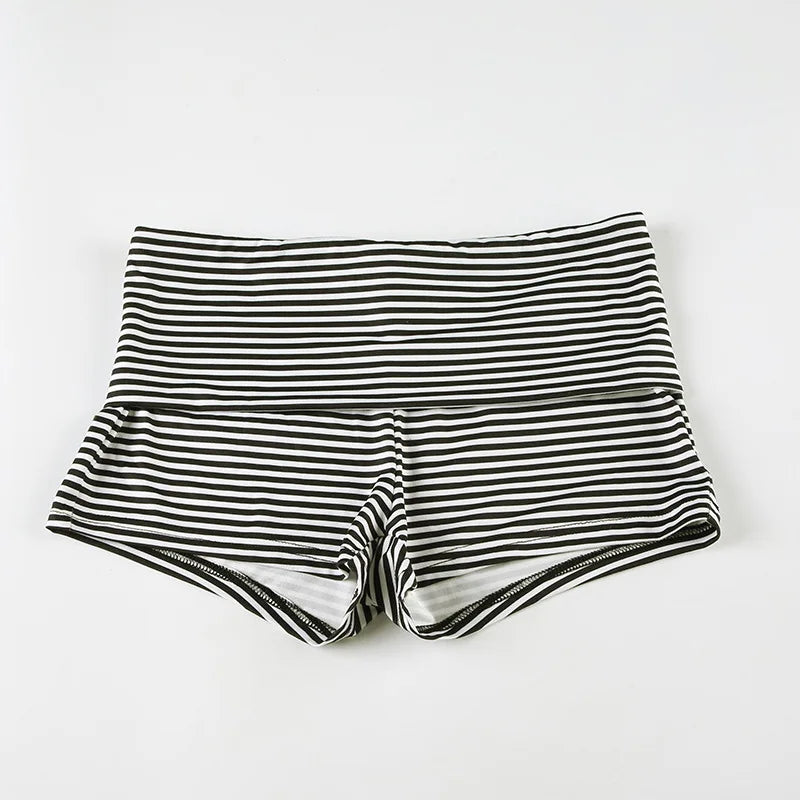 2-Piece Striped Print Halter Neck Tops + Shorts