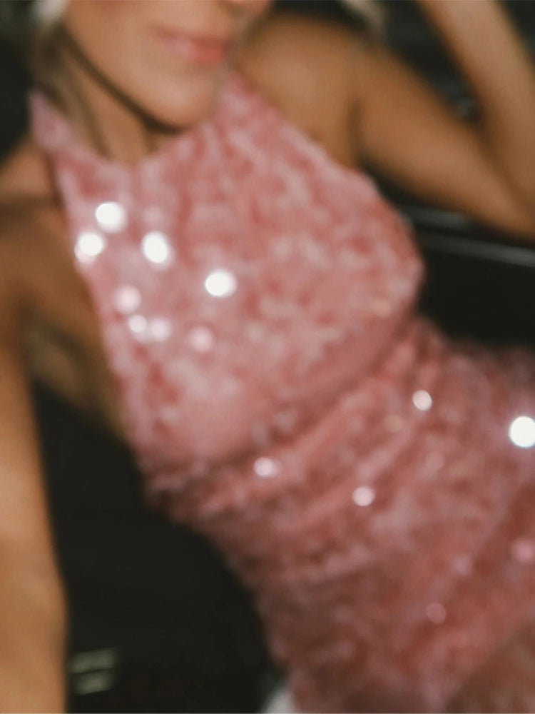 Halter Neck Sequin Bead Dress