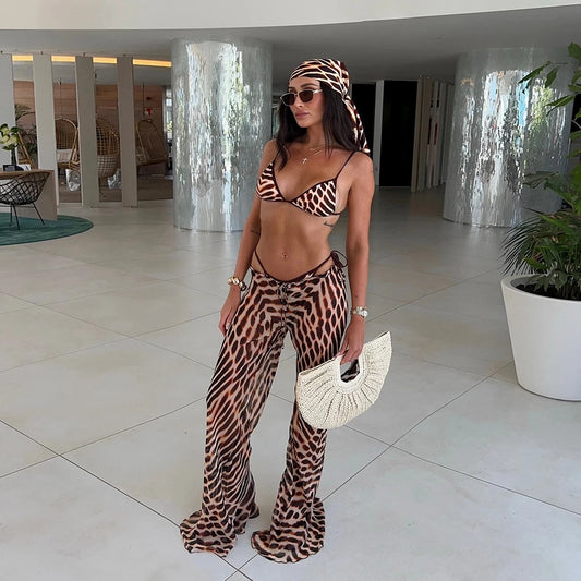 Print Bikini Swimsuit with Cover Up