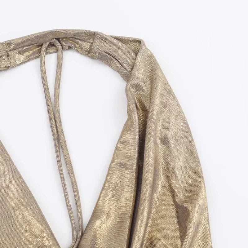 Gold Halter Neck Tank