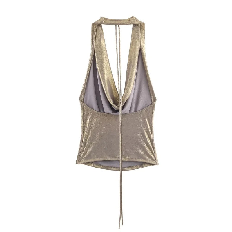 Gold Halter Neck Tank