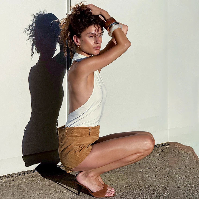 Corduroy Beige Shorts