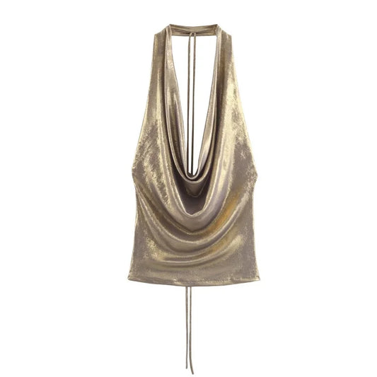Gold Halter Neck Tank