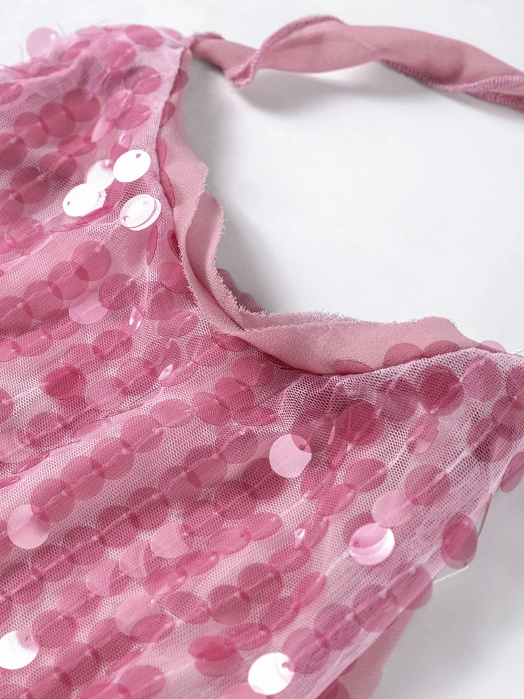 Halter Neck Sequin Bead Dress