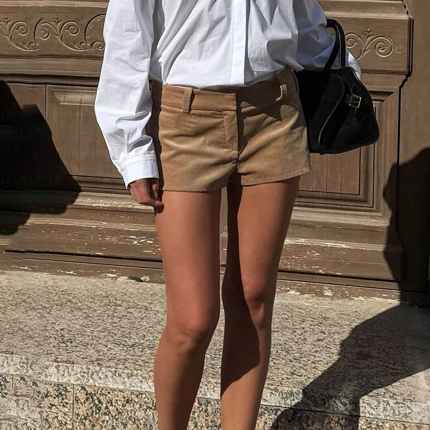 Corduroy Beige Shorts