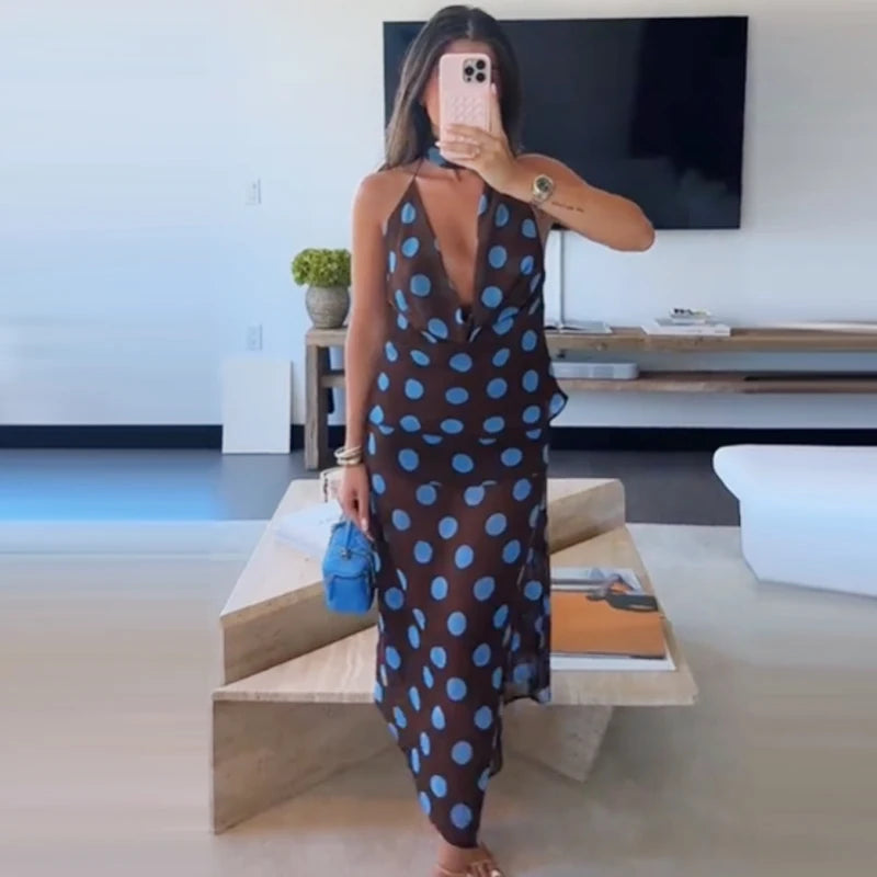 Chiffon Polka Dot Skirt Set